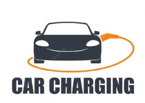 Illustration of a car being charged at an EV station